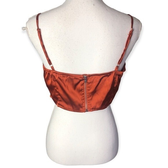 SHEIN Satin Back Zip Cropped Bustier Cami Blouse - Picture 3 of 4